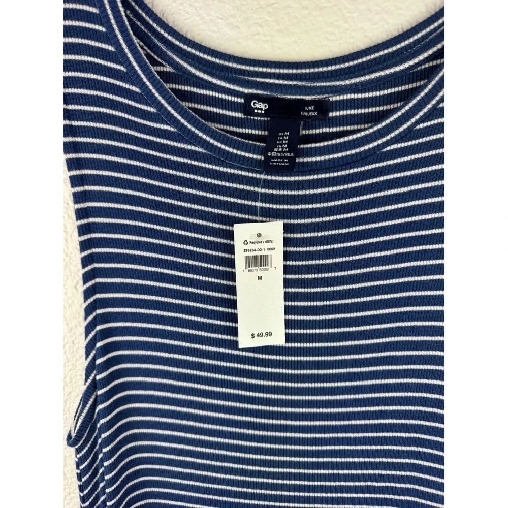NWT GAP Women Striped Sleeveless Maxi Dress Size M Blue White Tank‎ Style - Picture 3 of 10